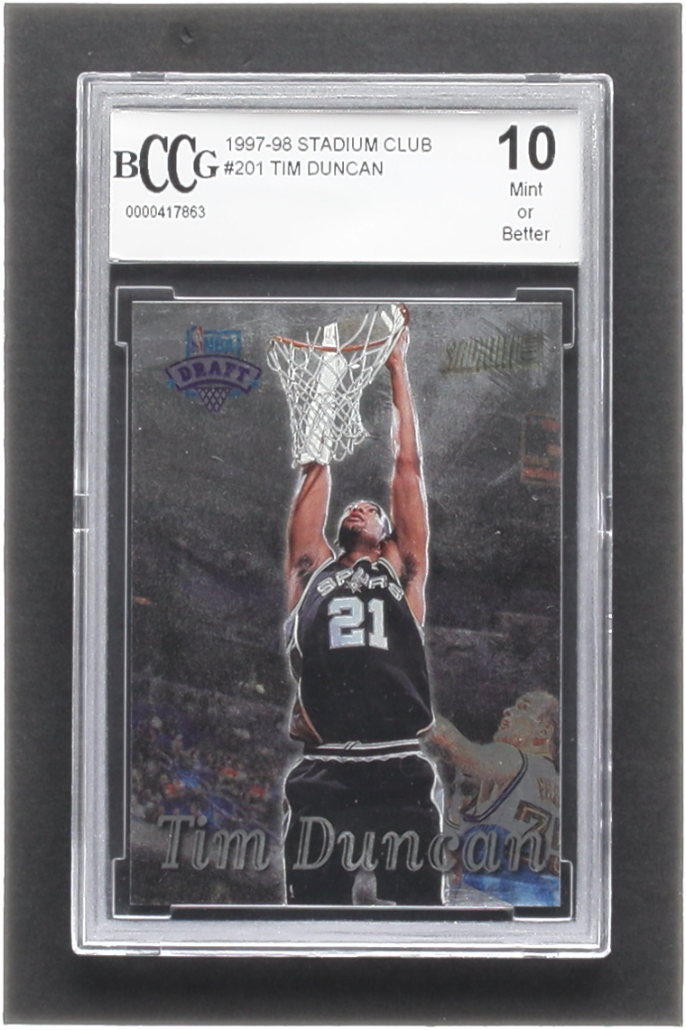 Tim Duncan 1997-98 Stadium Club #201 RC (BCCG 10) at PristineAuction.com Tim Duncan 1997-98 Stadium Club #201 RC (BCCG 10) at PristineAuction.com