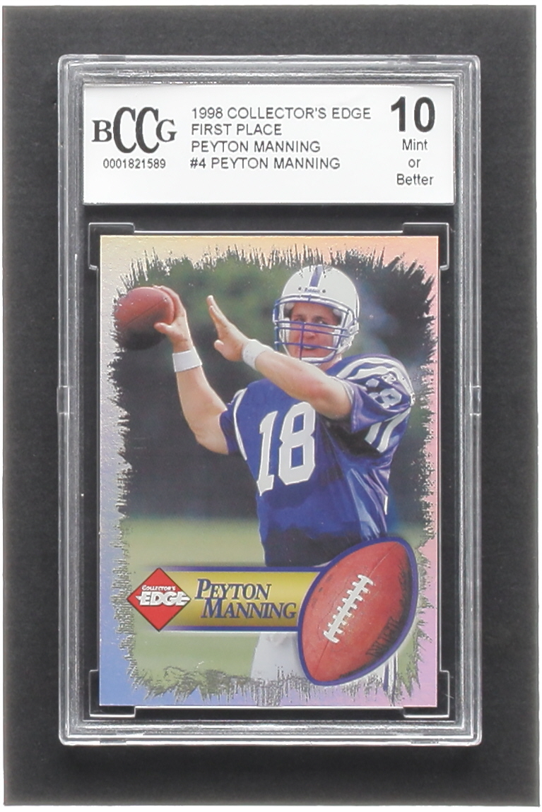Peyton Manning 1998 Collector's Edge First Place Peyton Manning Silver #4 RC (BCCG 10) at PristineAuction.com Peyton Manning 1998 Collector's Edge First Place Peyton Manning Silver #4 RC (BCCG 10) at PristineAuction.com