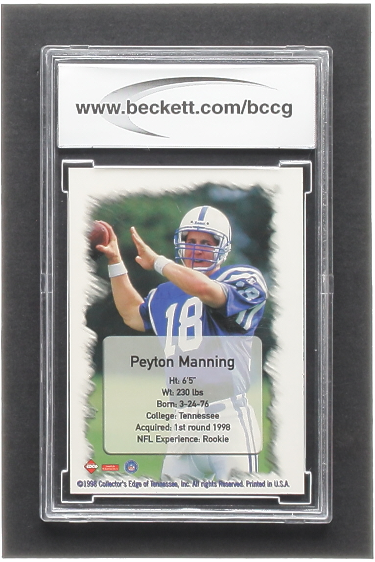 Peyton Manning 1998 Collector's Edge First Place Peyton Manning Silver #4 RC (BCCG 10) at PristineAuction.com Peyton Manning 1998 Collector's Edge First Place Peyton Manning Silver #4 RC (BCCG 10) at PristineAuction.com