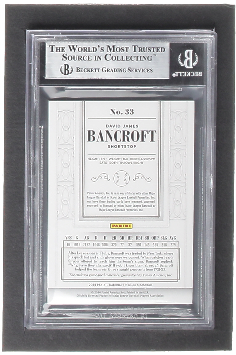 Dave Bancroft 2014 Panini National Treasures #33 Jersey #29/99 (BGS 9) at PristineAuction.com Dave Bancroft 2014 Panini National Treasures #33 Jersey #29/99 (BGS 9) at PristineAuction.com