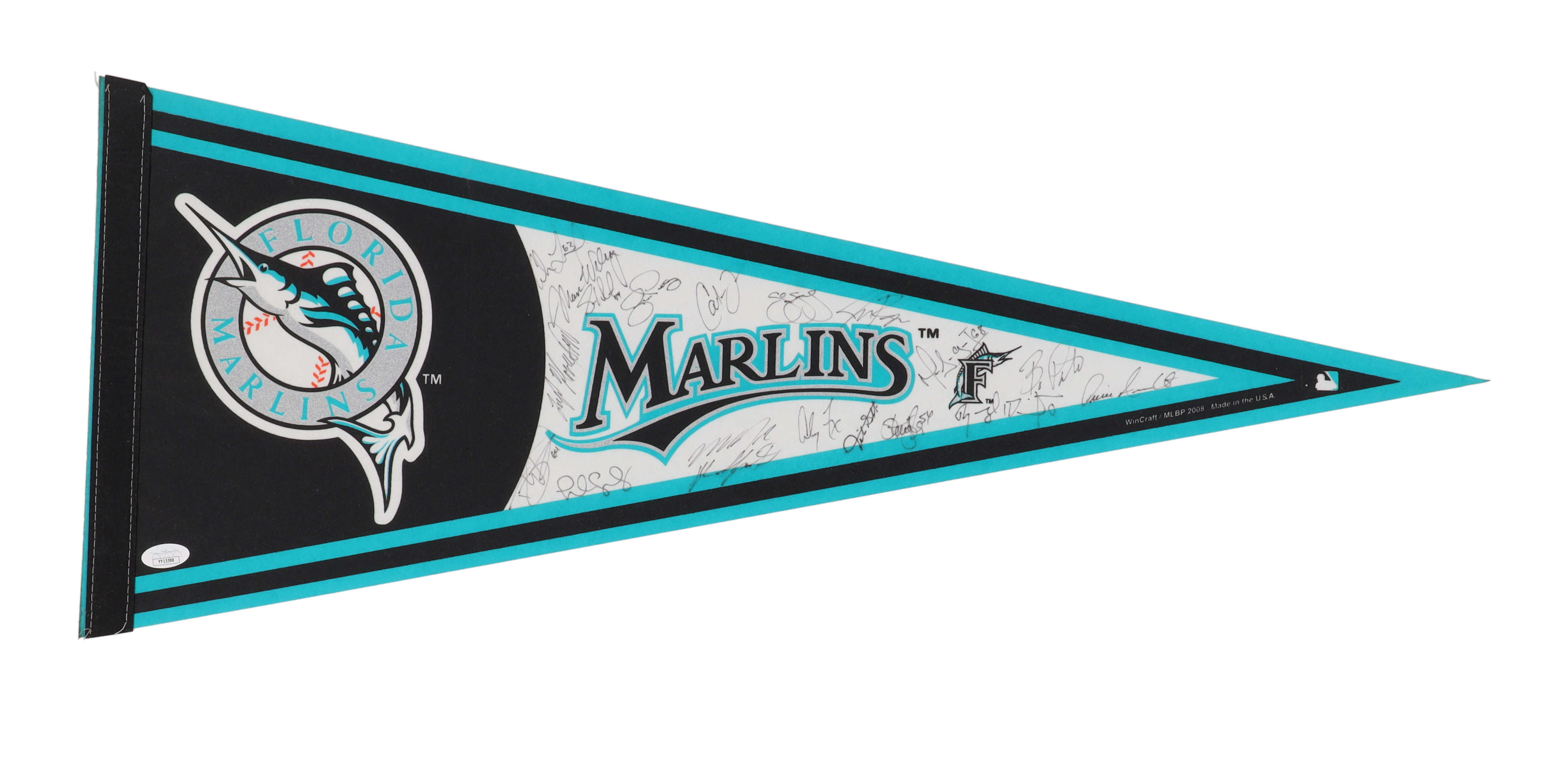 2010 Marlins Spring Training Pennant Signed by (19) with Giancarlo Stanton, Chris Leroux, Renyel Pinto, Logan Morrison (JSA) at PristineAuction.com 2010 Marlins Spring Training Pennant Signed by (19) with Giancarlo Stanton, Chris Leroux, Renyel Pinto, Logan Morrison (JSA) at PristineAuction.com