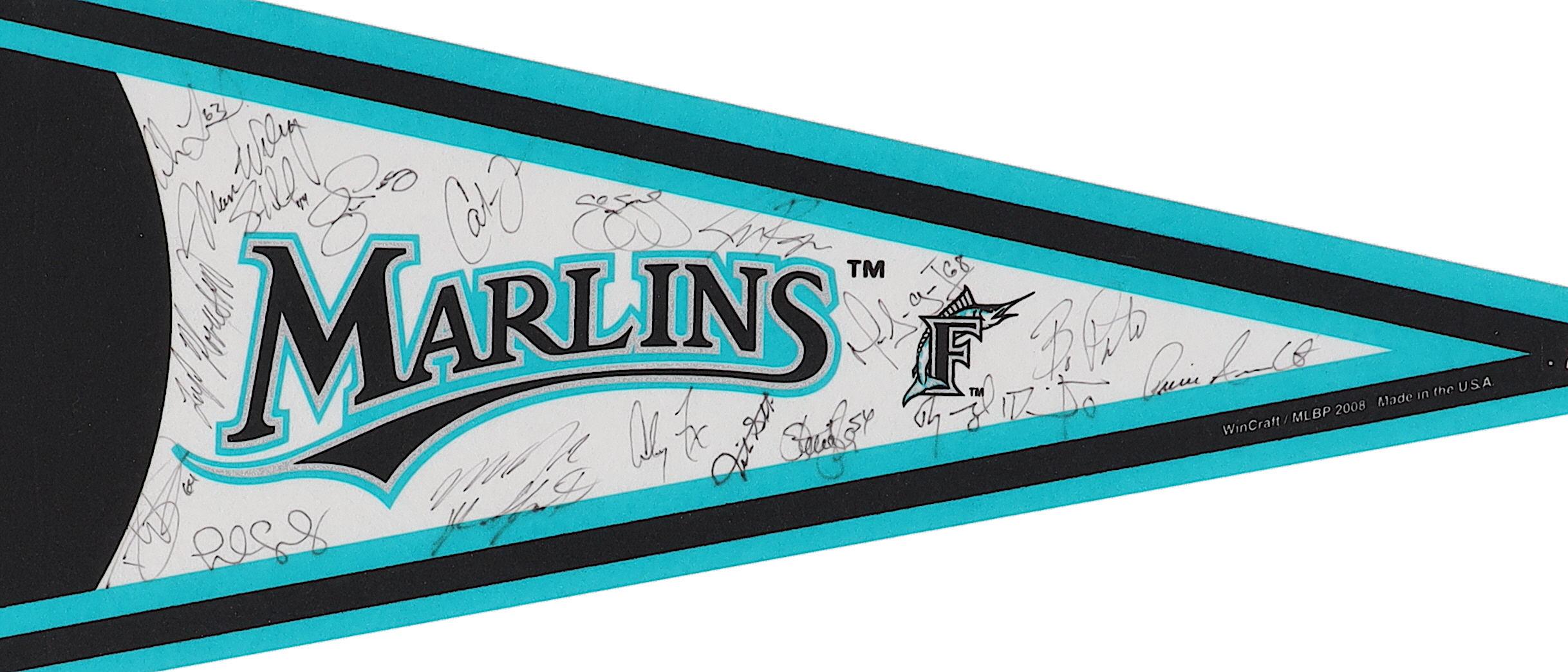 2010 Marlins Spring Training Pennant Signed by (19) with Giancarlo Stanton, Chris Leroux, Renyel Pinto, Logan Morrison (JSA) at PristineAuction.com 2010 Marlins Spring Training Pennant Signed by (19) with Giancarlo Stanton, Chris Leroux, Renyel Pinto, Logan Morrison (JSA) at PristineAuction.com