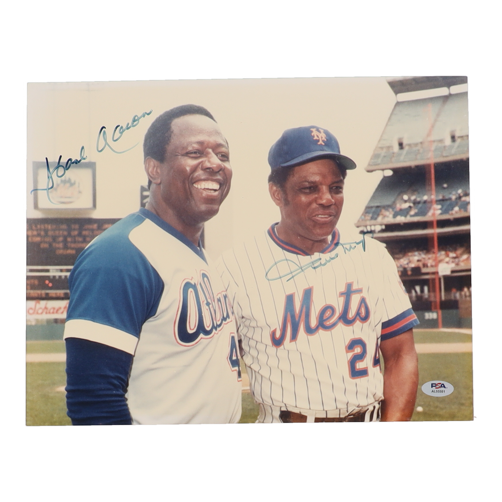 Hank Aaron & Willie Mays Signed 11x14 Photo (PSA) at PristineAuction.com Hank Aaron & Willie Mays Signed 11x14 Photo (PSA) at PristineAuction.com