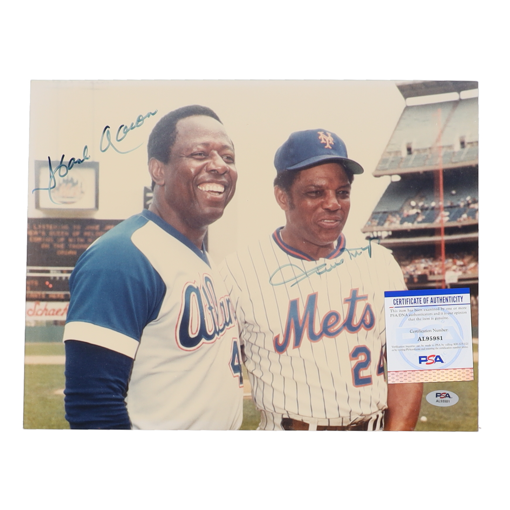 Hank Aaron & Willie Mays Signed 11x14 Photo (PSA) at PristineAuction.com Hank Aaron & Willie Mays Signed 11x14 Photo (PSA) at PristineAuction.com