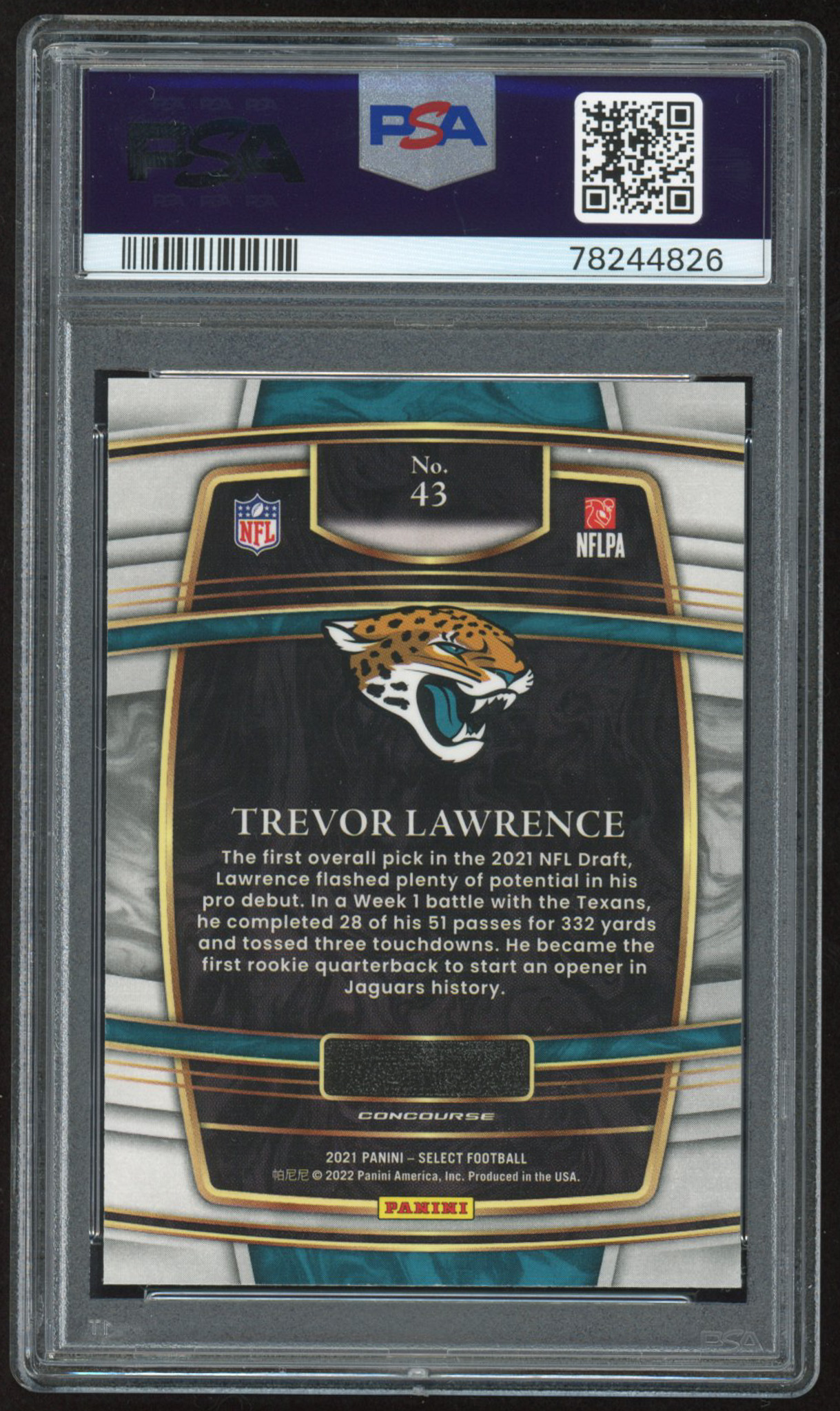 Trevor Lawrence 2021 Select #43 RC (PSA 10) at PristineAuction.com Trevor Lawrence 2021 Select #43 RC (PSA 10) at PristineAuction.com