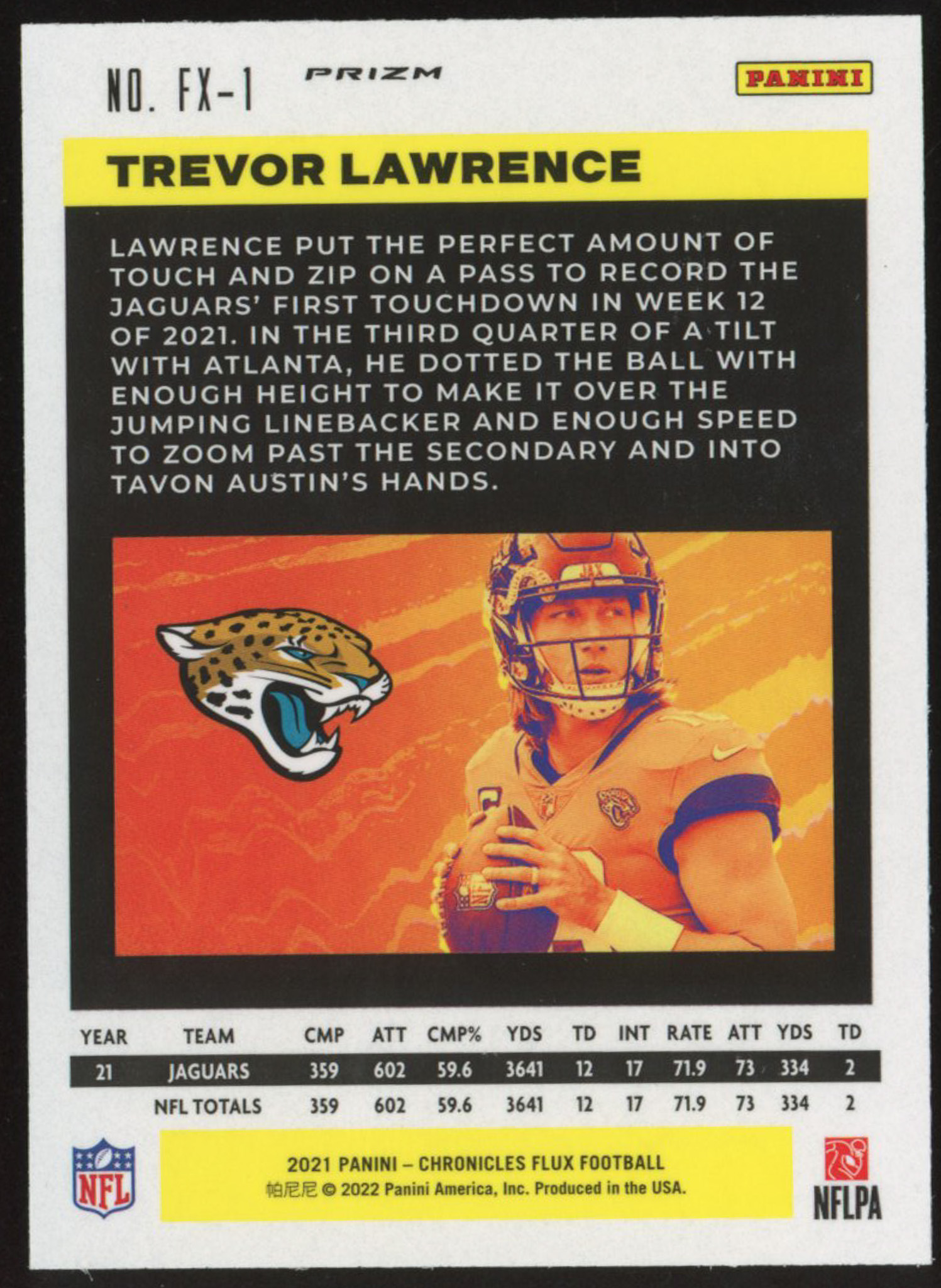 Trevor Lawrence 2021 Panini Chronicles Flux Rookies Silver #1 RC at PristineAuction.com Trevor Lawrence 2021 Panini Chronicles Flux Rookies Silver #1 RC at PristineAuction.com