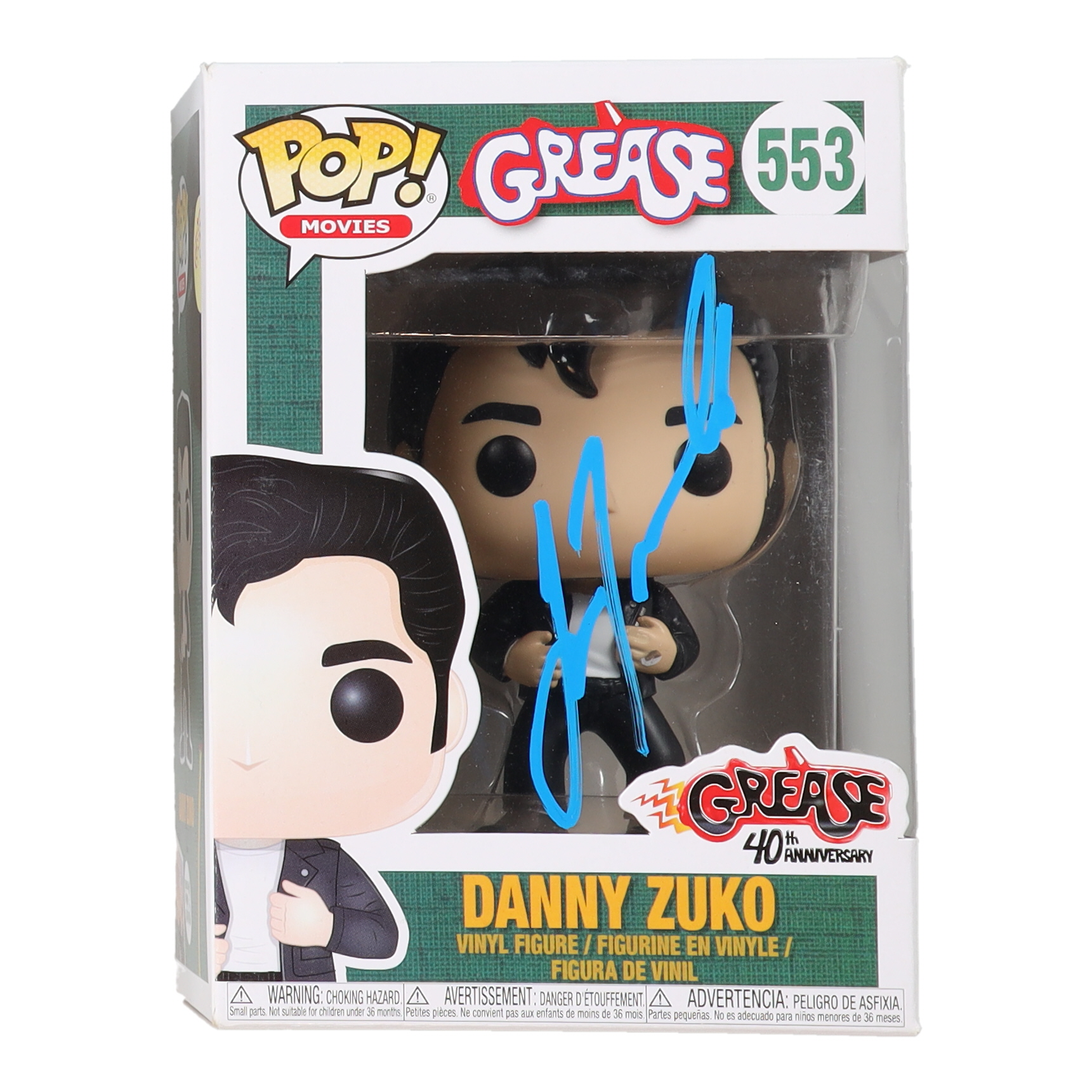 John Travolta Signed "Grease" #553 Danny Zuko Funko Pop! Vinyl Figure (Beckett) at PristineAuction.com John Travolta Signed "Grease" #553 Danny Zuko Funko Pop! Vinyl Figure (Beckett) at PristineAuction.com