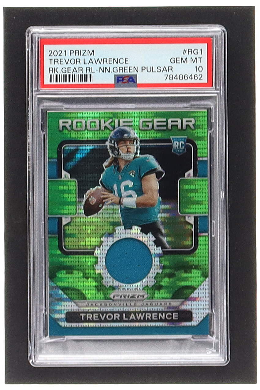 Trevor Lawrence 2021 Panini Prizm Rookie Gear Neon Green Pulsar #1 RC (PSA 10) at PristineAuction.com Trevor Lawrence 2021 Panini Prizm Rookie Gear Neon Green Pulsar #1 RC (PSA 10) at PristineAuction.com