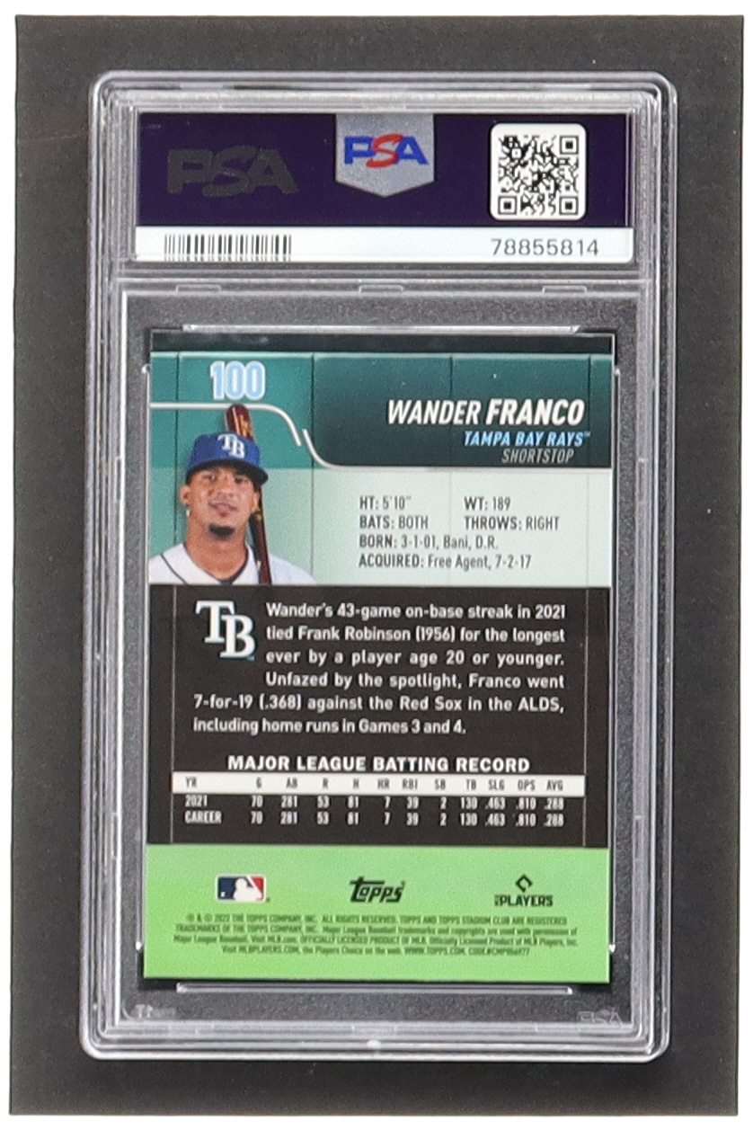 Wander Franco 2022 Stadium Club Chrome #100 RC (PSA 10) at PristineAuction.com Wander Franco 2022 Stadium Club Chrome #100 RC (PSA 10) at PristineAuction.com