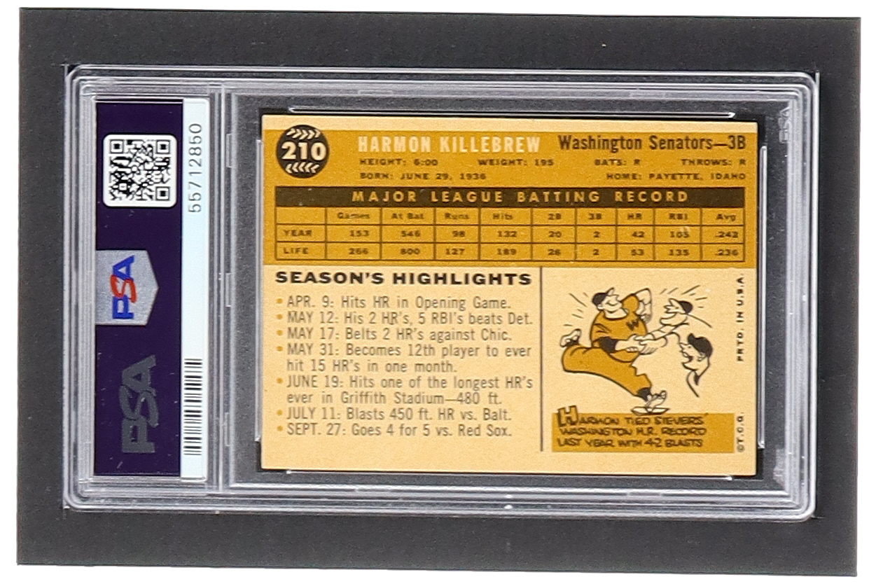 Harmon Killebrew 1960 Topps #210 (PSA 8) (OC) at PristineAuction.com Harmon Killebrew 1960 Topps #210 (PSA 8) (OC) at PristineAuction.com