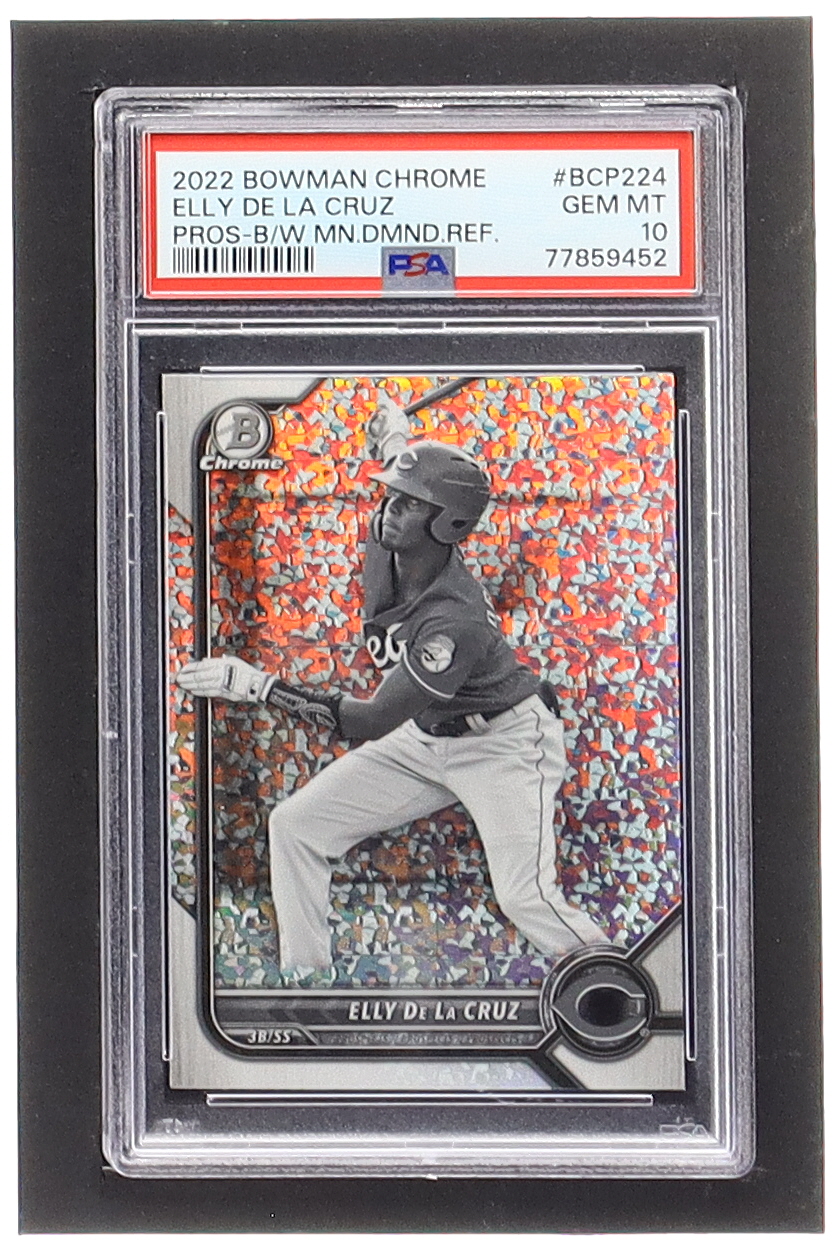Elly De La Cruz 2022 Bowman Chrome Prospects Black and White Mini-Diamond Refractors #BCP224 RC (PSA 10) at PristineAuction.com Elly De La Cruz 2022 Bowman Chrome Prospects Black and White Mini-Diamond Refractors #BCP224 RC (PSA 10) at PristineAuction.com
