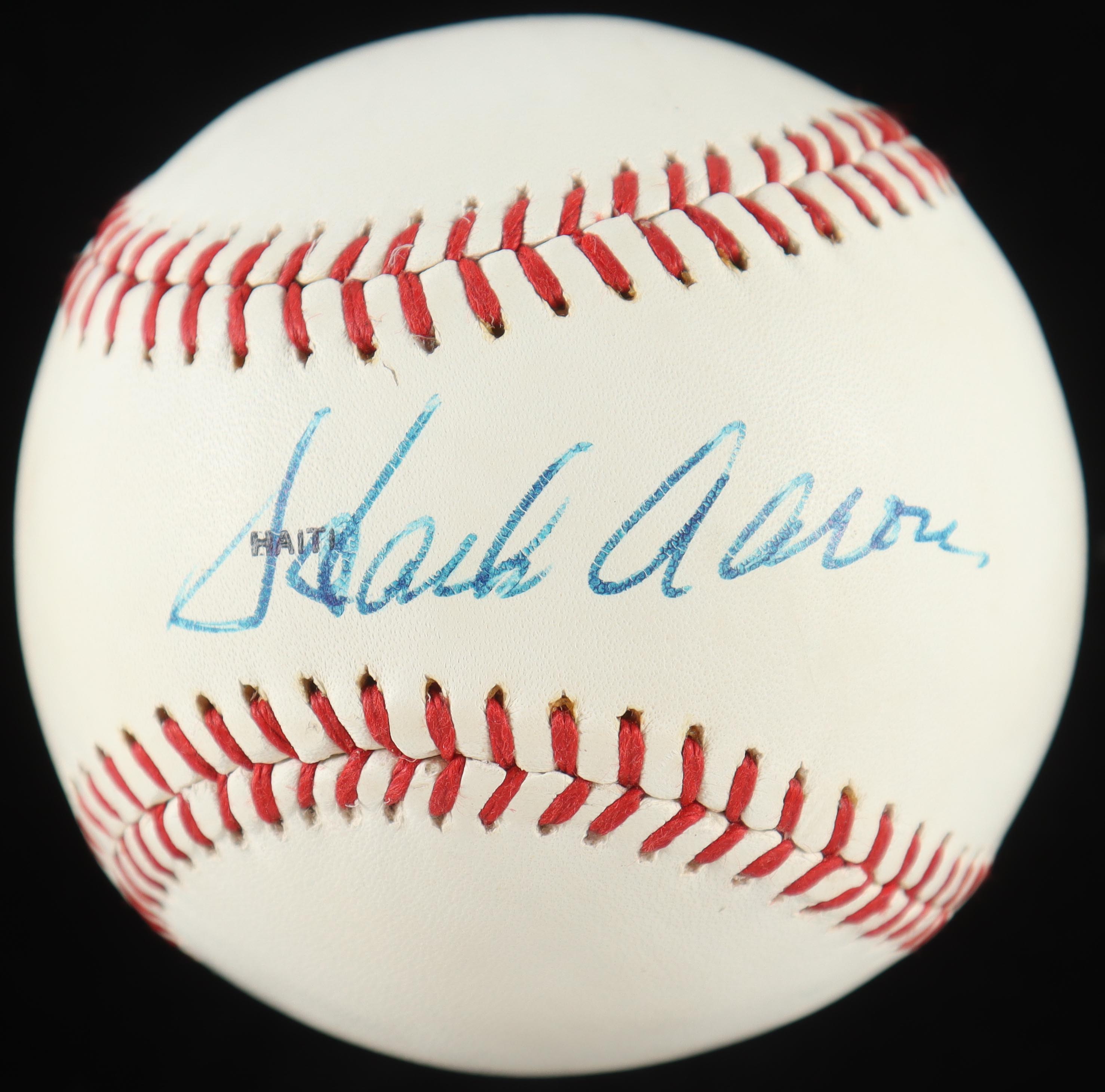 Hank Aaron Signed Rawling Baseball with Wood Display Case (PSA) at PristineAuction.com Hank Aaron Signed Rawling Baseball with Wood Display Case (PSA) at PristineAuction.com