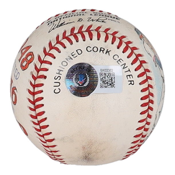 Stan Musial Signed ONL Baseball with Original Art by Amadee Wohlschlaeger 1/1 (Beckett) at PristineAuction.com Stan Musial Signed ONL Baseball with Original Art by Amadee Wohlschlaeger 1/1 (Beckett) at PristineAuction.com