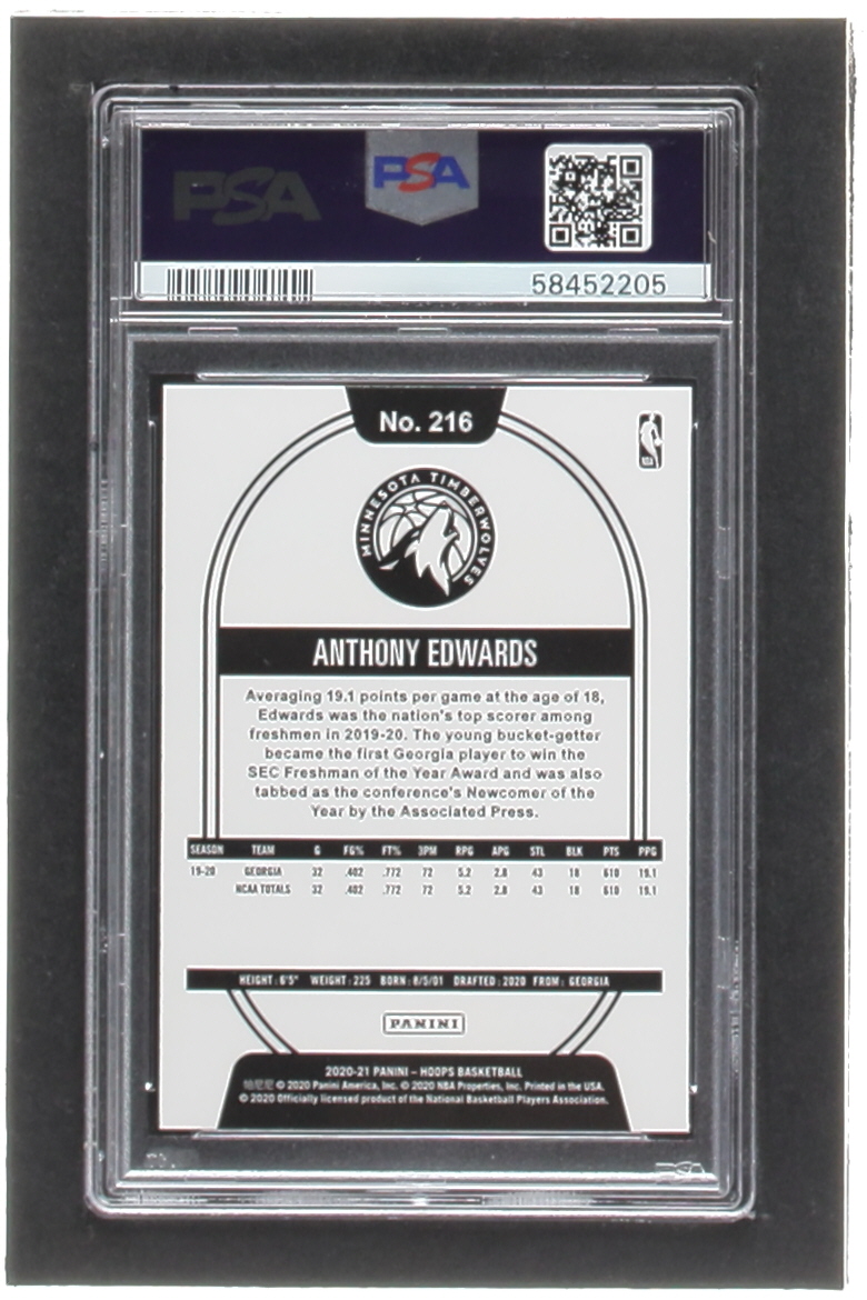 Anthony Edwards 2020-21 Hoops #216 RC (PSA 9) at PristineAuction.com Anthony Edwards 2020-21 Hoops #216 RC (PSA 9) at PristineAuction.com