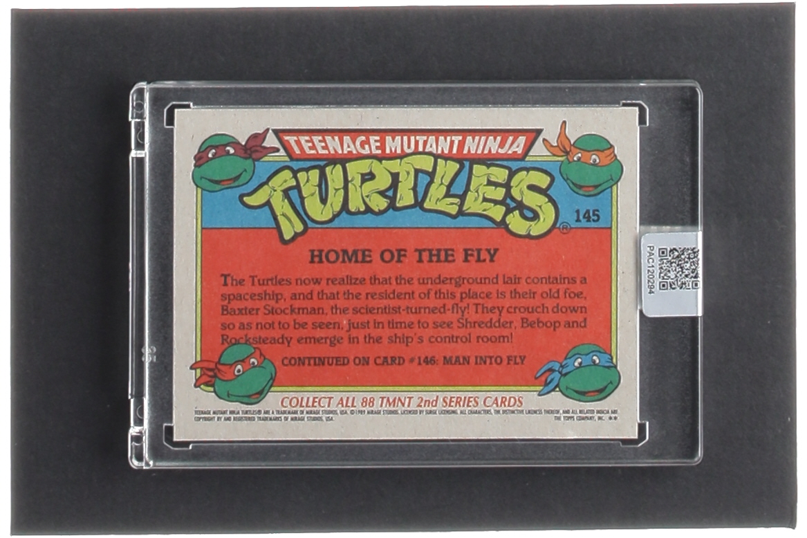 Kevin Eastman Signed 1989 Topps Teenage Mutant Ninja Turtles #145 Home of the Fly (PA Encapsulated) at PristineAuction.com Kevin Eastman Signed 1989 Topps Teenage Mutant Ninja Turtles #145 Home of the Fly (PA Encapsulated) at PristineAuction.com