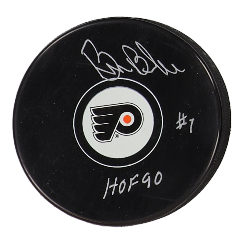 Bill Barber Signed Flyers Logo Hockey Puck Inscribed "HOF 90" (Schwartz & Frozen Pond) at PristineAuction.com Bill Barber Signed Flyers Logo Hockey Puck Inscribed "HOF 90" (Schwartz & Frozen Pond) at PristineAuction.com