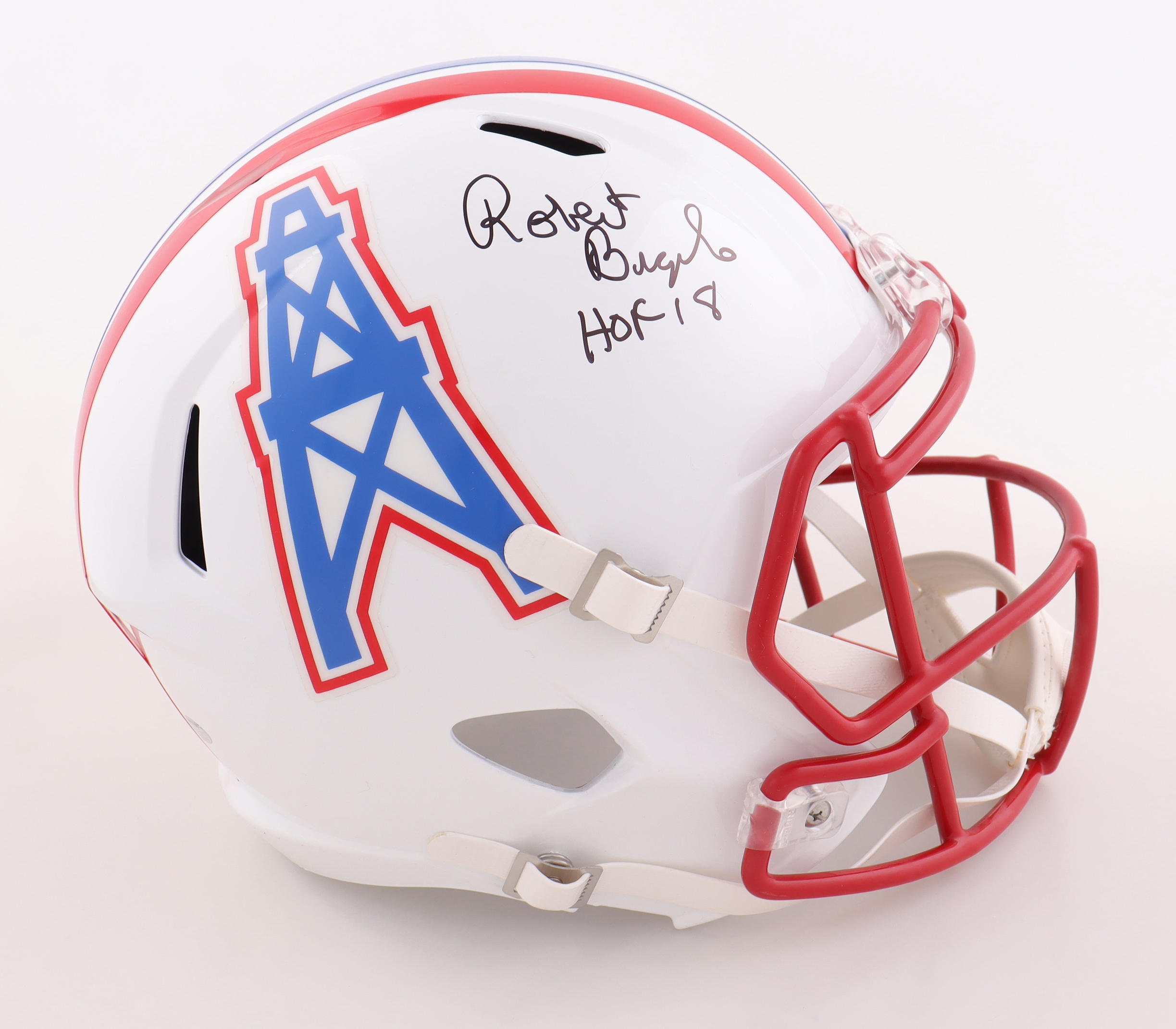 Robert Brazile Signed Oilers Full-Size Speed Helmet Inscribed "HOF 18" (Schwartz) at PristineAuction.com Robert Brazile Signed Oilers Full-Size Speed Helmet Inscribed "HOF 18" (Schwartz) at PristineAuction.com