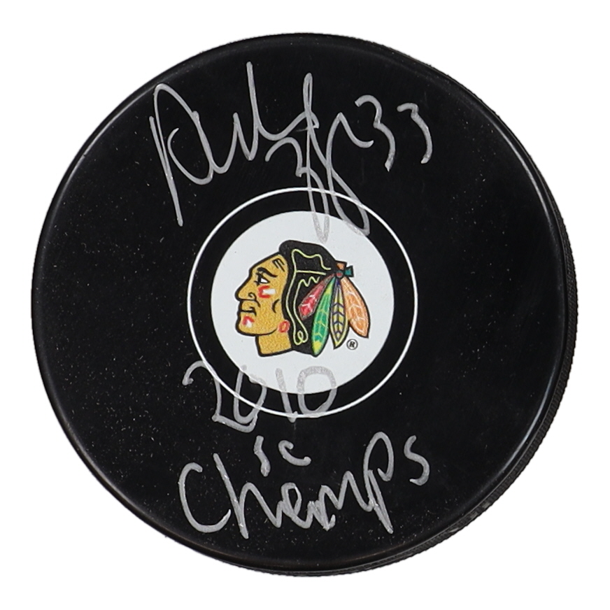 Dustin Byfuglien Signed Blackhawks Logo Hockey Puck Inscribed "2010 SC Champs" (Schwartz) at PristineAuction.com Dustin Byfuglien Signed Blackhawks Logo Hockey Puck Inscribed "2010 SC Champs" (Schwartz) at PristineAuction.com