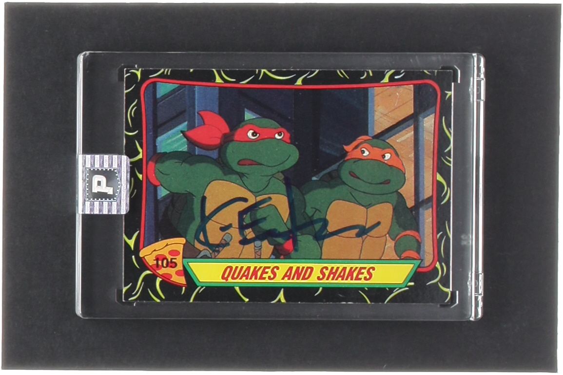 Kevin Eastman Signed 1989 Topps Teenage Mutant Ninja Turtles #105 Quakes and Shakes (PA Encapsulated) at PristineAuction.com Kevin Eastman Signed 1989 Topps Teenage Mutant Ninja Turtles #105 Quakes and Shakes (PA Encapsulated) at PristineAuction.com