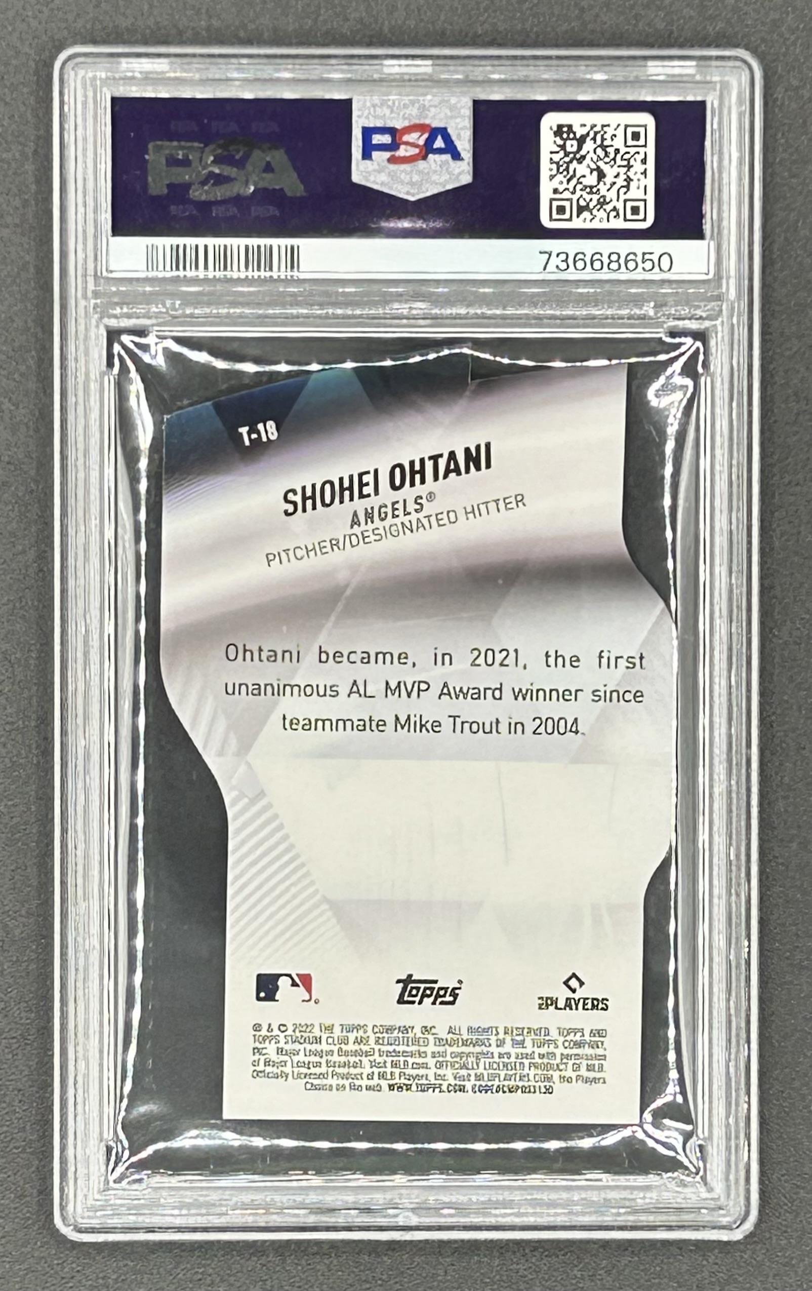 Shohei Ohtani 2022 Stadium Club Triumvirates #T18 (PSA 8) at PristineAuction.com Shohei Ohtani 2022 Stadium Club Triumvirates #T18 (PSA 8) at PristineAuction.com