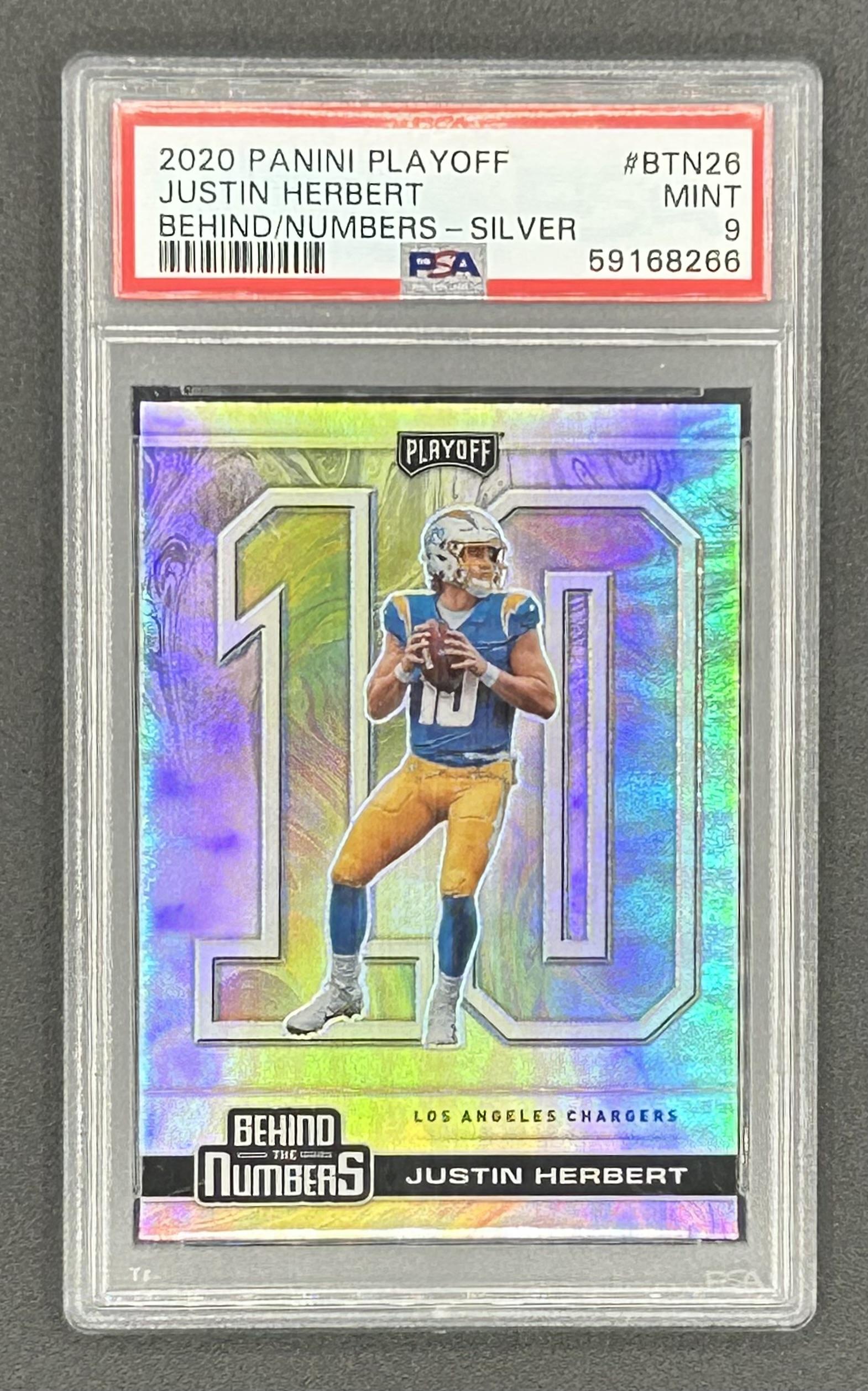 Justin Herbert 2020 Playoff Behind the Numbers Silver #26 (PSA 9) at PristineAuction.com Justin Herbert 2020 Playoff Behind the Numbers Silver #26 (PSA 9) at PristineAuction.com