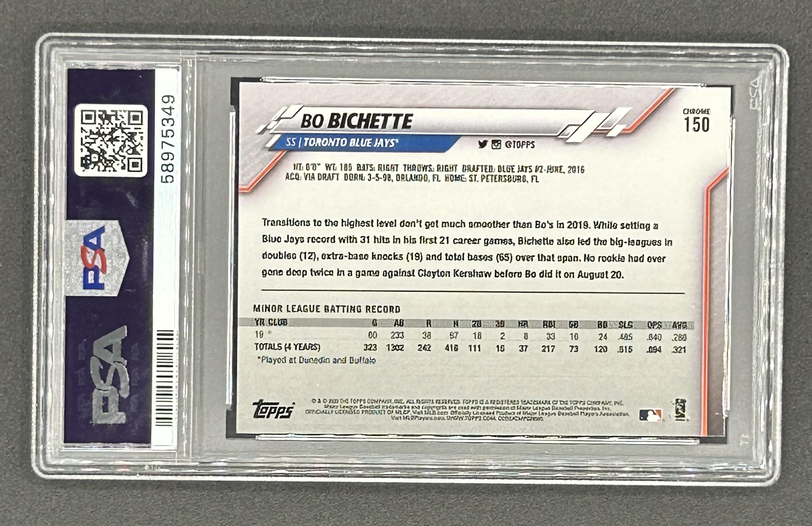 Bo Bichette 2020 Topps Chrome #150 RC (PSA 10) at PristineAuction.com Bo Bichette 2020 Topps Chrome #150 RC (PSA 10) at PristineAuction.com