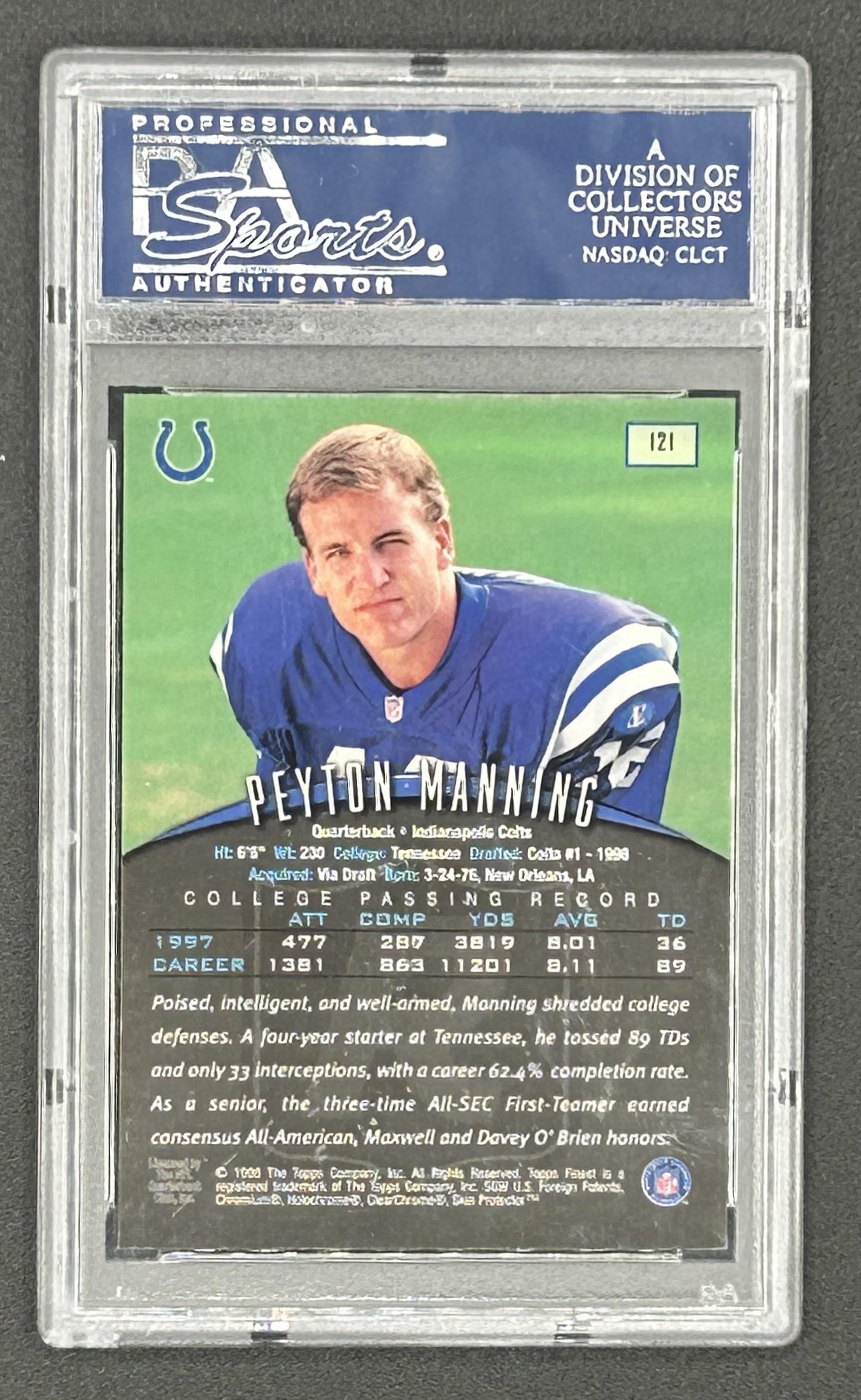 Peyton Manning 1998 Finest #121 RC (PSA 10) at PristineAuction.com Peyton Manning 1998 Finest #121 RC (PSA 10) at PristineAuction.com