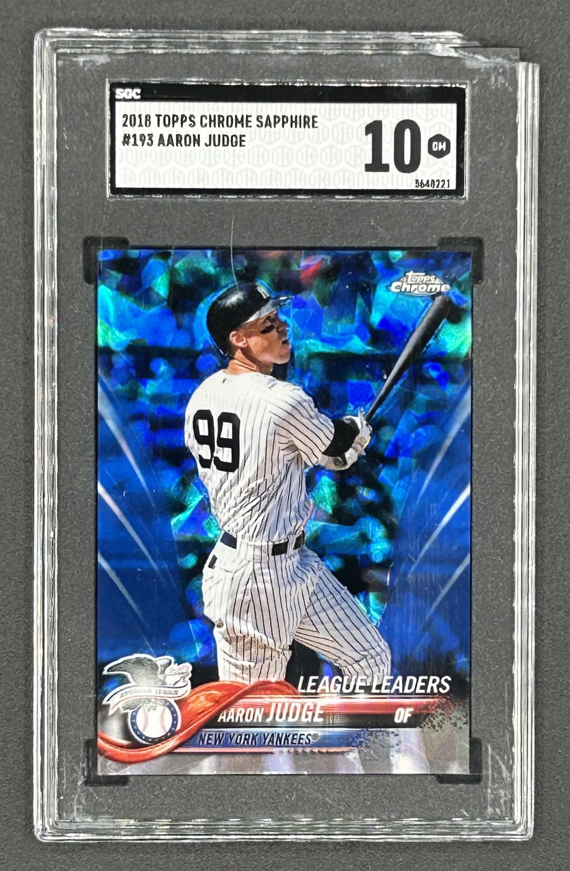 Aaron Judge 2018 Topps Chrome Sapphire Edition #193 (SGC 10) (See Description) at PristineAuction.com Aaron Judge 2018 Topps Chrome Sapphire Edition #193 (SGC 10) (See Description) at PristineAuction.com