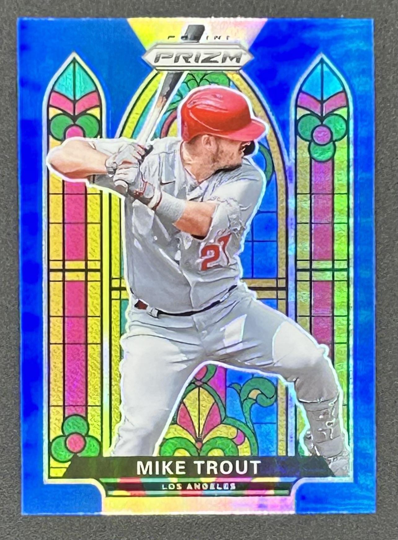 Mike Trout 2021 Panini Prizm Stained Glass Prizms Blue #1 at PristineAuction.com Mike Trout 2021 Panini Prizm Stained Glass Prizms Blue #1 at PristineAuction.com