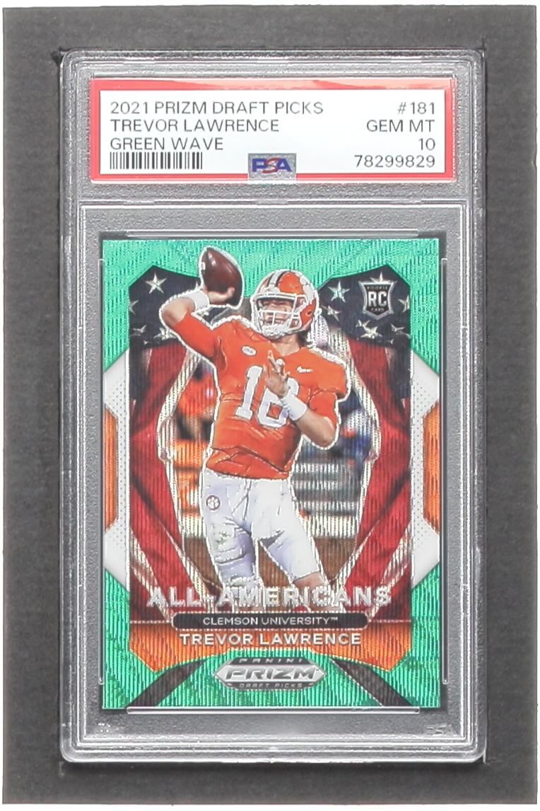Trevor Lawrence 2021 Panini Prizm Draft Picks Prizms Green Wave #181 AA RC (PSA 10) at PristineAuction.com Trevor Lawrence 2021 Panini Prizm Draft Picks Prizms Green Wave #181 AA RC (PSA 10) at PristineAuction.com