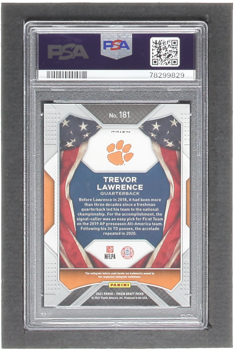 Trevor Lawrence 2021 Panini Prizm Draft Picks Prizms Green Wave #181 AA RC (PSA 10) at PristineAuction.com Trevor Lawrence 2021 Panini Prizm Draft Picks Prizms Green Wave #181 AA RC (PSA 10) at PristineAuction.com