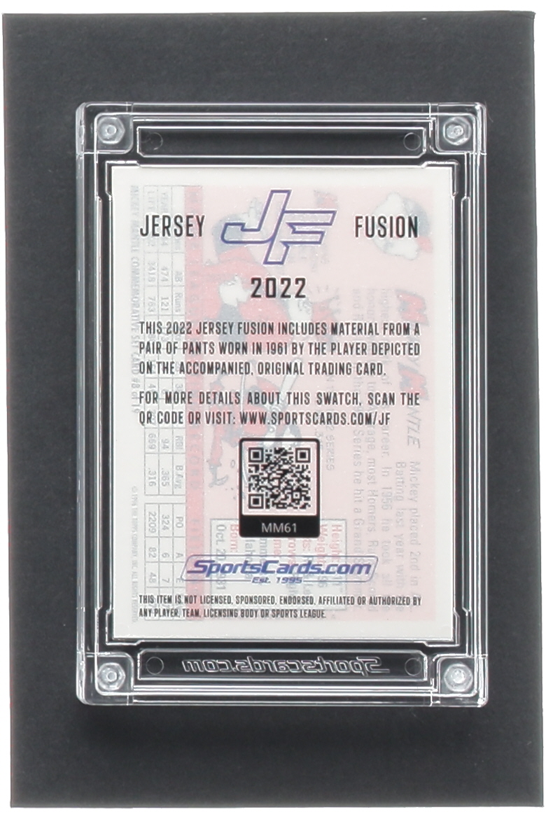 Mickey Mantle 2022 Jersey Fusion Game Used Swatch #MM61 at PristineAuction.com Mickey Mantle 2022 Jersey Fusion Game Used Swatch #MM61 at PristineAuction.com