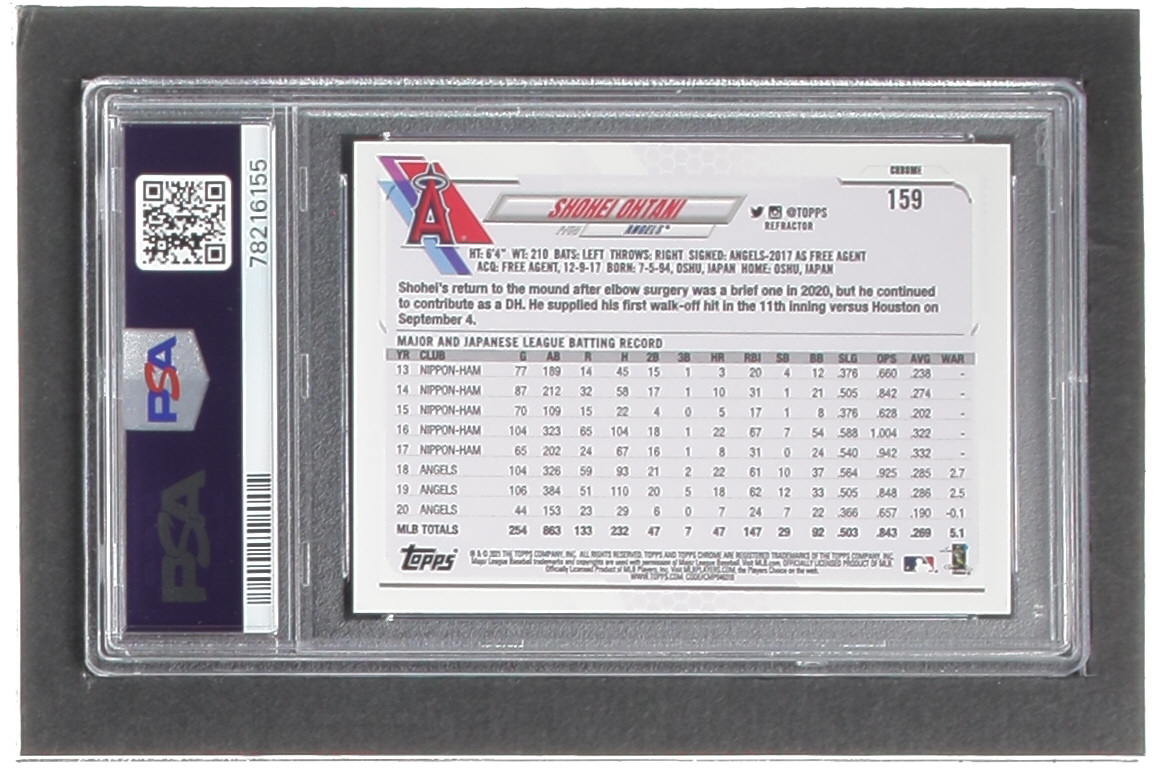 Shohei Ohtani 2021 Topps Chrome Refractors #159 (PSA 10) at PristineAuction.com Shohei Ohtani 2021 Topps Chrome Refractors #159 (PSA 10) at PristineAuction.com