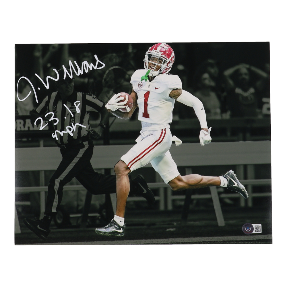 Jameson Williams Signed Alabama Crimson Tide 11x14 Photo Inscribed "23.18 MPH" (Beckett) at PristineAuction.com Jameson Williams Signed Alabama Crimson Tide 11x14 Photo Inscribed "23.18 MPH" (Beckett) at PristineAuction.com