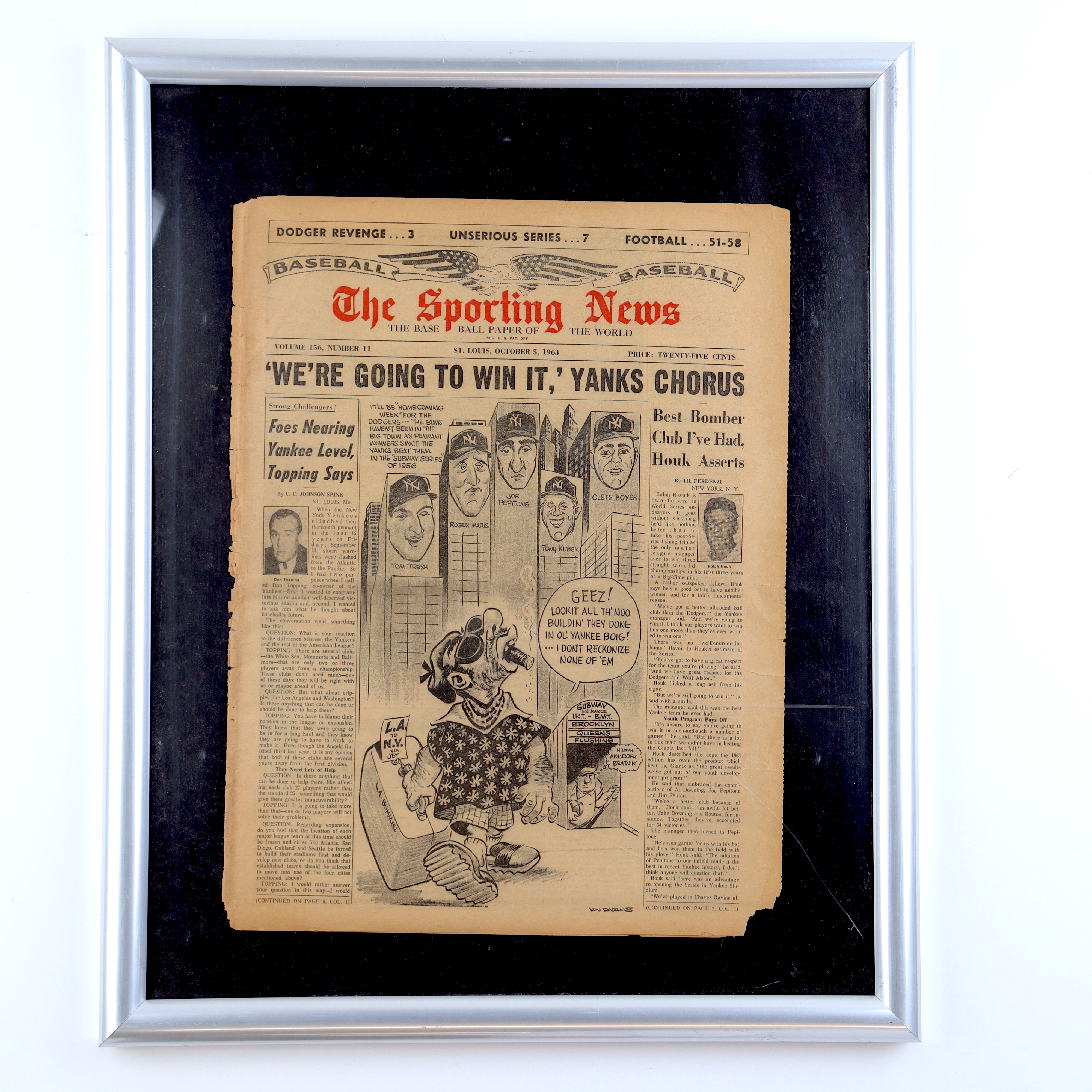 1963 "The Sporting News" Custom Framed Newspaper Cover Display at PristineAuction.com 1963 "The Sporting News" Custom Framed Newspaper Cover Display at PristineAuction.com