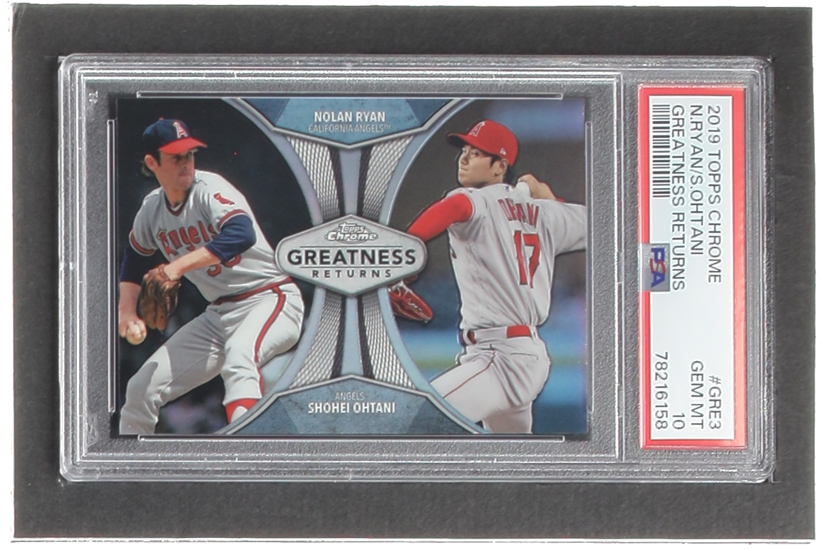 Nolan Ryan / Shohei Ohtani 2019 Topps Chrome Greatness Returns #GRE3 (PSA 10) at PristineAuction.com Nolan Ryan / Shohei Ohtani 2019 Topps Chrome Greatness Returns #GRE3 (PSA 10) at PristineAuction.com
