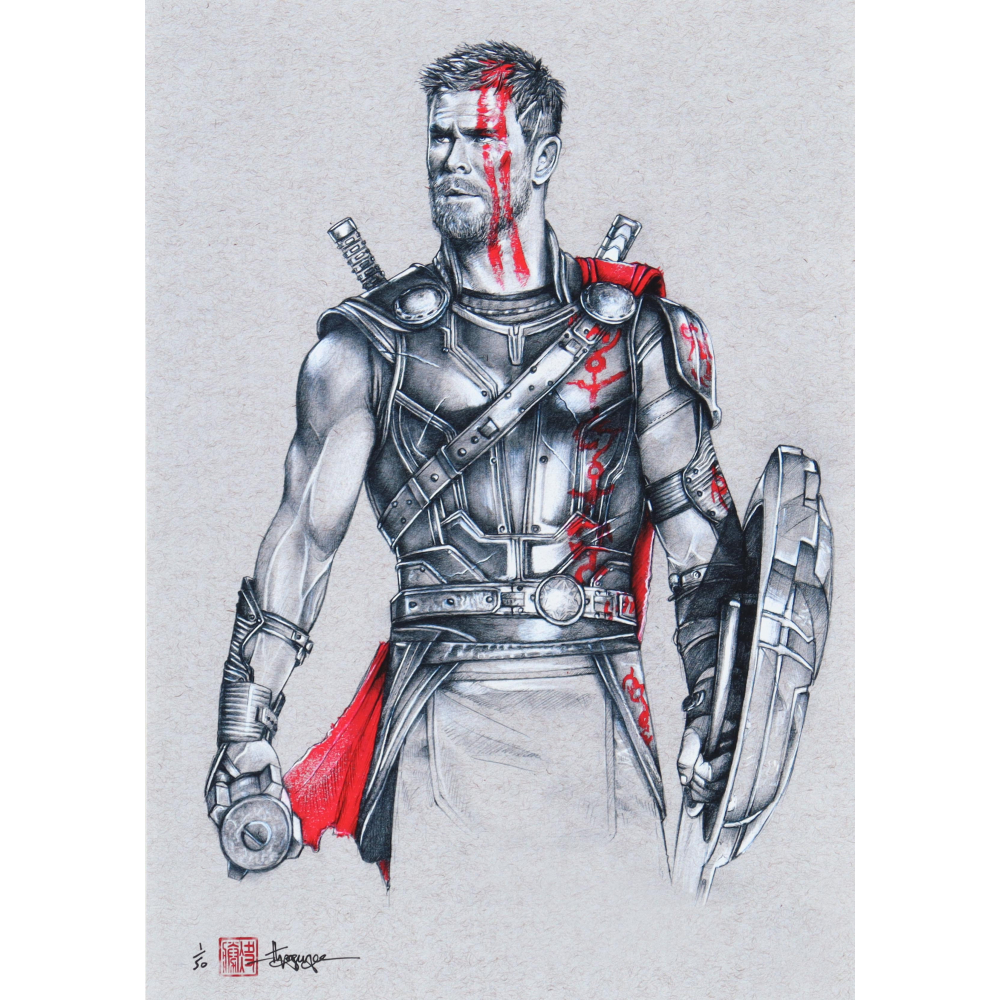 "Thor" Thor: Ragnarok LE 8x12 Art Print by Thang Nguyen #/50 (PA) at PristineAuction.com