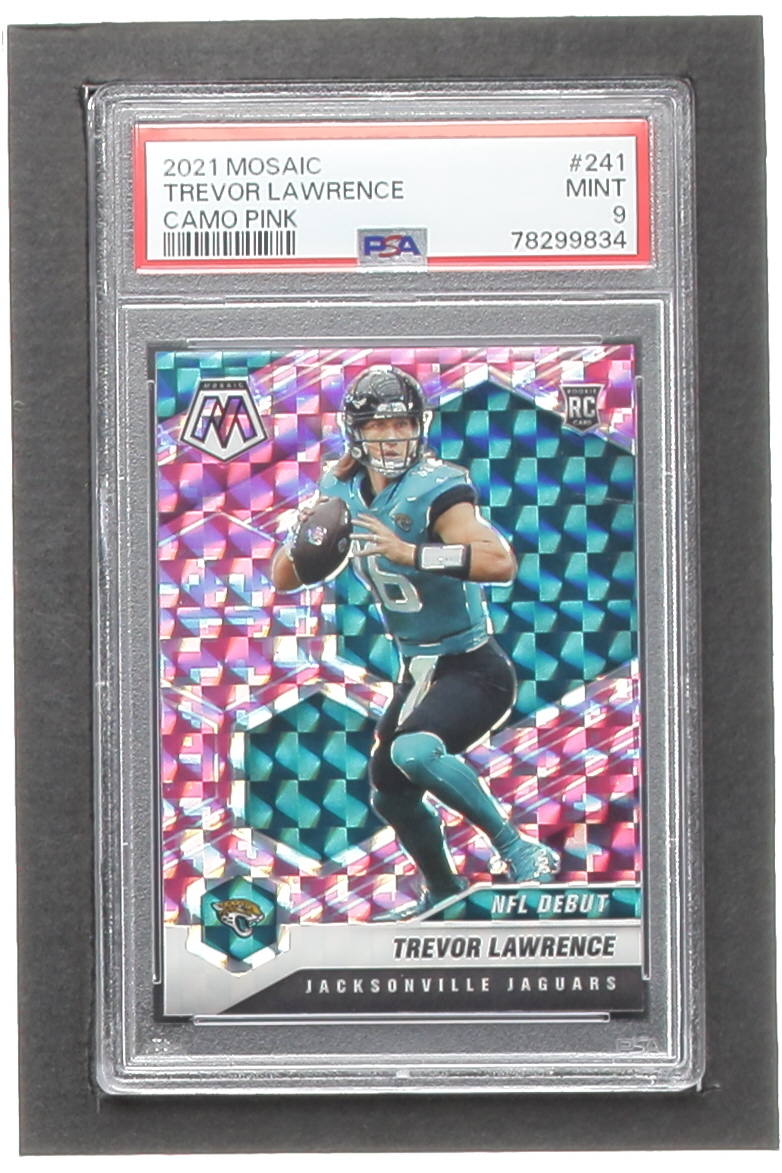 Trevor Lawrence 2021 Panini Mosaic Mosaic Camo Pink #241 DEB RC (PSA 9) at PristineAuction.com Trevor Lawrence 2021 Panini Mosaic Mosaic Camo Pink #241 DEB RC (PSA 9) at PristineAuction.com