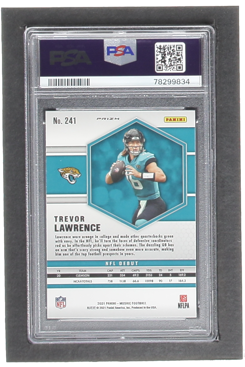 Trevor Lawrence 2021 Panini Mosaic Mosaic Camo Pink #241 DEB RC (PSA 9) at PristineAuction.com Trevor Lawrence 2021 Panini Mosaic Mosaic Camo Pink #241 DEB RC (PSA 9) at PristineAuction.com
