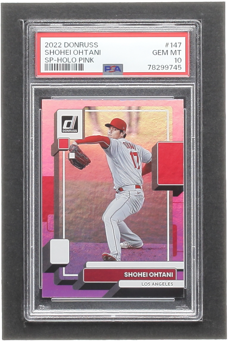 Shohei Ohtani 2022 Donruss Variations Holo Pink #147 (PSA 10) at PristineAuction.com Shohei Ohtani 2022 Donruss Variations Holo Pink #147 (PSA 10) at PristineAuction.com