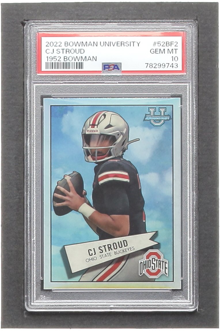 CJ Stroud 2022 Bowman Chrome University '52 Bowman #52BF2 RC (PSA 10) at PristineAuction.com CJ Stroud 2022 Bowman Chrome University '52 Bowman #52BF2 RC (PSA 10) at PristineAuction.com