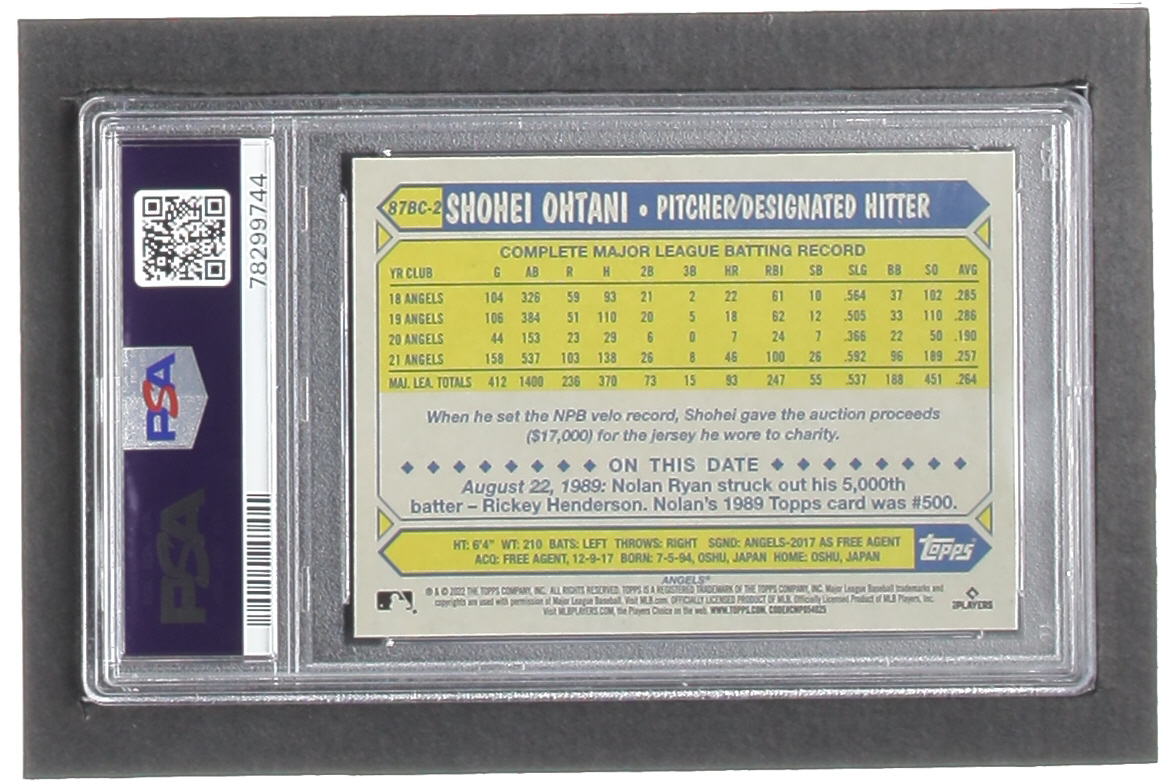 Shohei Ohtani 2022 Topps Chrome '87 Topps #87BC2 (PSA 10) at PristineAuction.com Shohei Ohtani 2022 Topps Chrome '87 Topps #87BC2 (PSA 10) at PristineAuction.com