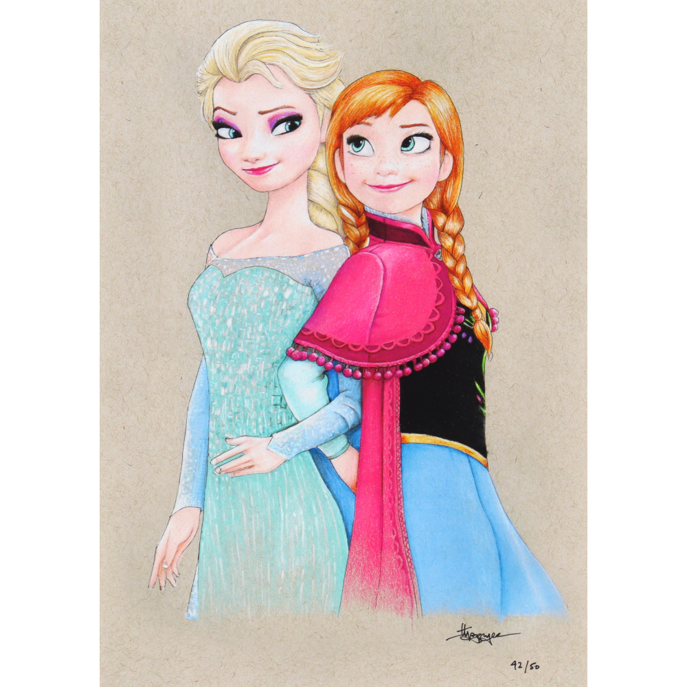 Thang Nguyen Signed LE "Elsa & Anna" 8x12 Print (PA) at PristineAuction.com