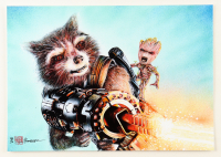 "Rocket & Groot" Guardians of the Galaxy Vol. 2 LE 8x12 Art Print by Thang Nguyen #/50 (PA) at PristineAuction.com