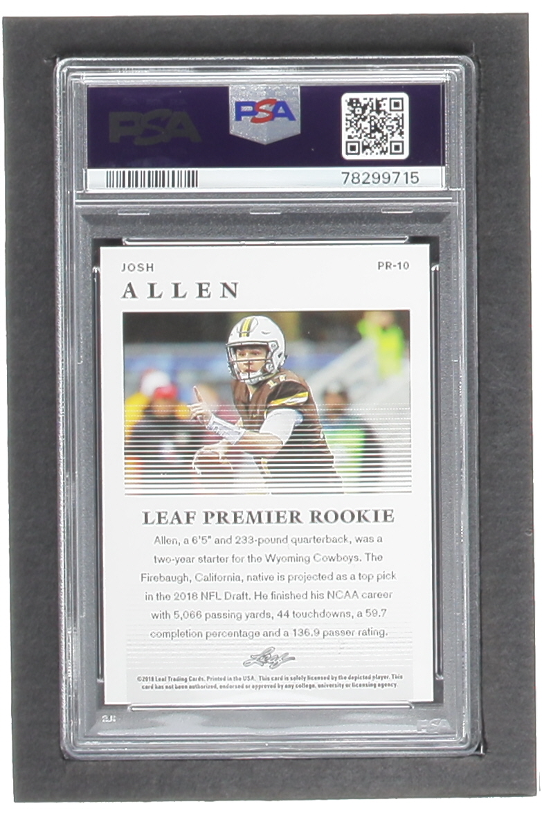 Josh Allen 2018 Leaf Special Release Premier Rookie #PR10 RC (PSA 10) at PristineAuction.com Josh Allen 2018 Leaf Special Release Premier Rookie #PR10 RC (PSA 10) at PristineAuction.com