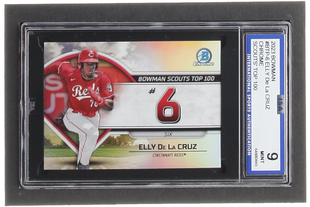Elly De La Cruz 2023 Bowman Chrome Scouts Top 100 #BTP6 RC (ISA 9) at PristineAuction.com Elly De La Cruz 2023 Bowman Chrome Scouts Top 100 #BTP6 RC (ISA 9) at PristineAuction.com