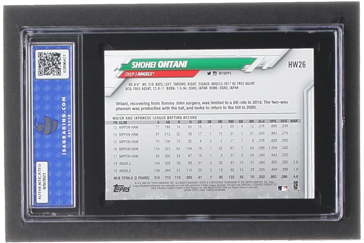 Shohei Ohtani 2020 Topps Walmart Holiday #HW26 (ISA 10) at PristineAuction.com Shohei Ohtani 2020 Topps Walmart Holiday #HW26 (ISA 10) at PristineAuction.com