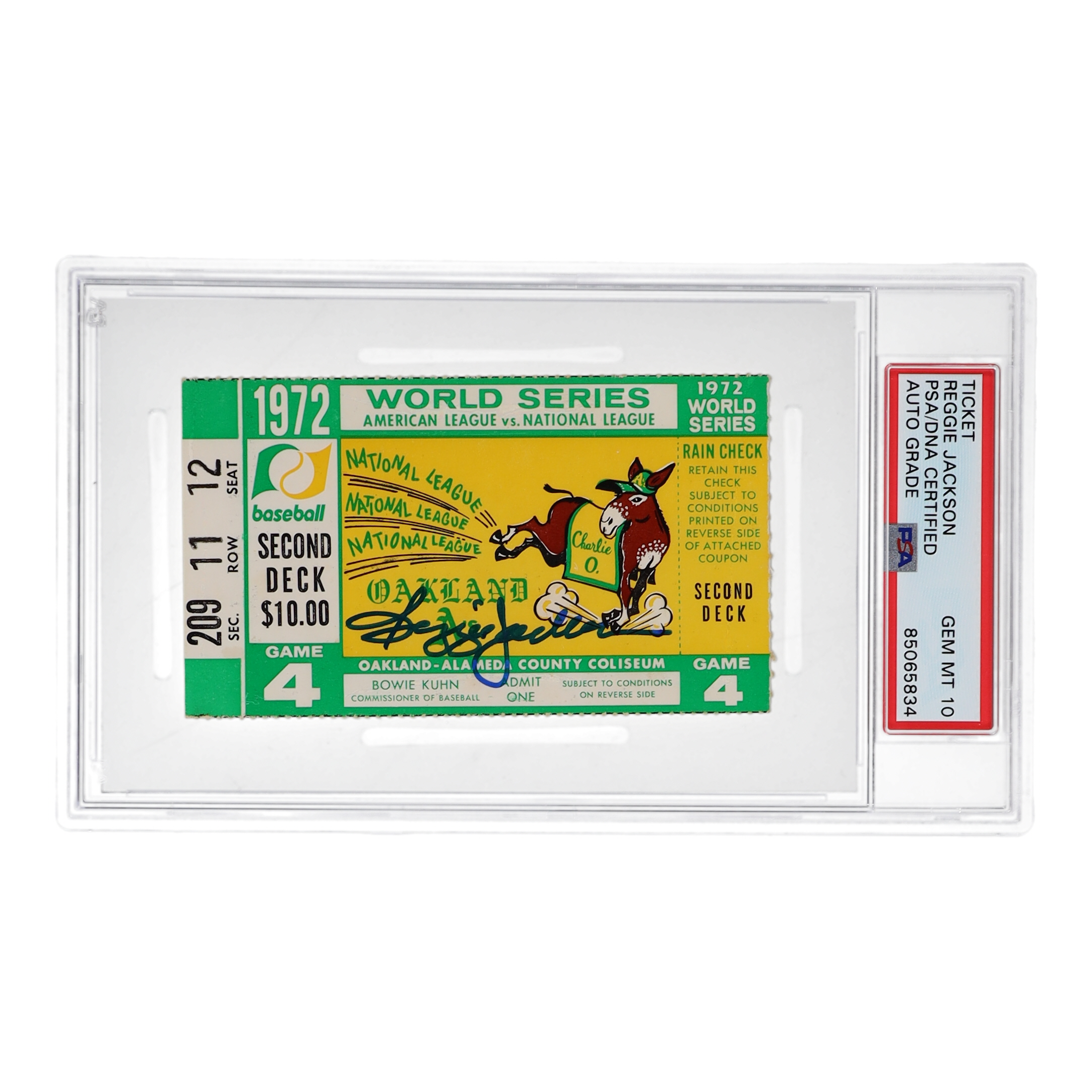 Reggie Jackson Signed 1972 World Series Game 4 Ticket Stub (PSA | Autograph Graded 10) at PristineAuction.com Reggie Jackson Signed 1972 World Series Game 4 Ticket Stub (PSA | Autograph Graded 10) at PristineAuction.com
