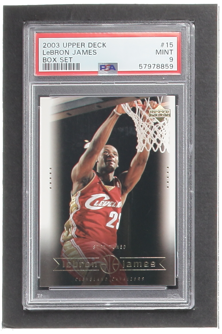 LeBron James 2003 Upper Deck LeBron James Box Set #15 RC / Stay Tuned (PSA 9) at PristineAuction.com LeBron James 2003 Upper Deck LeBron James Box Set #15 RC / Stay Tuned (PSA 9) at PristineAuction.com