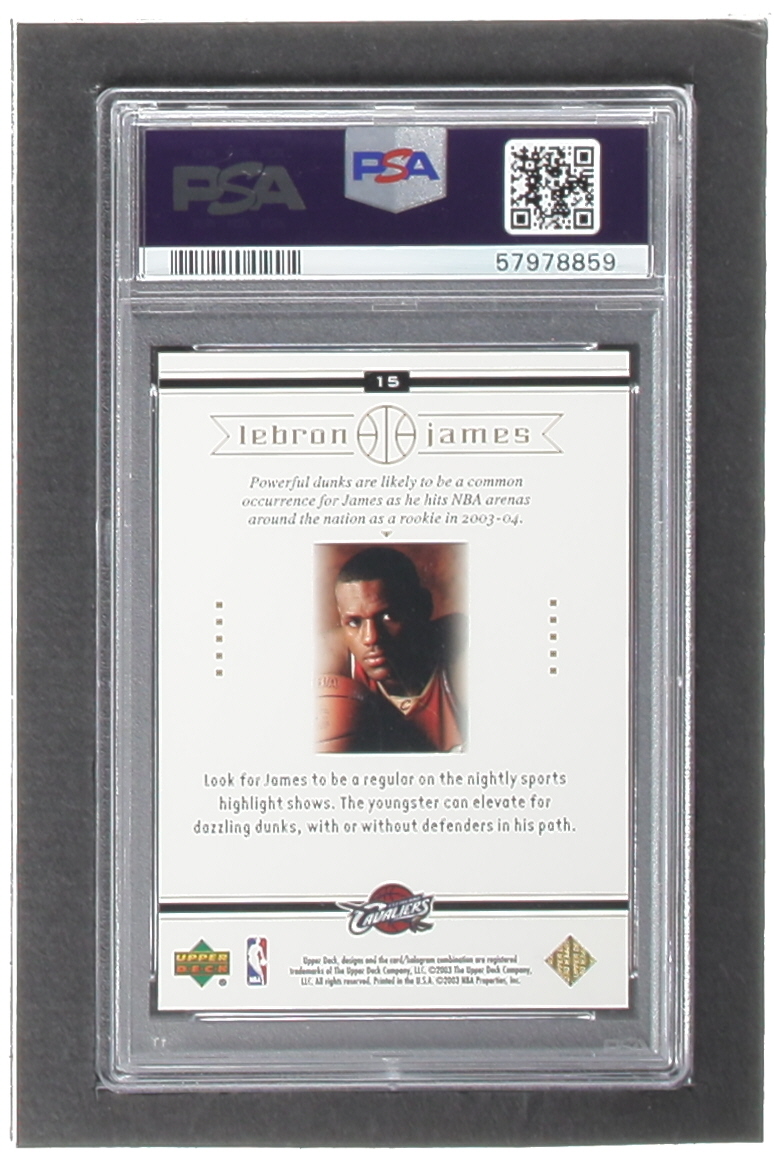 LeBron James 2003 Upper Deck LeBron James Box Set #15 RC / Stay Tuned (PSA 9) at PristineAuction.com LeBron James 2003 Upper Deck LeBron James Box Set #15 RC / Stay Tuned (PSA 9) at PristineAuction.com